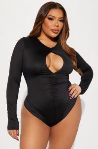 Stand Out Cut Out Bodysuit - Black sold by Fashion Nova