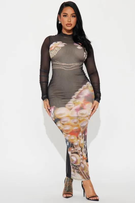 Couture Mesh Maxi Dress - Black/combo sold by Fashion Nova
