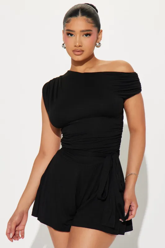 Thinking About You Romper - Black sold by Fashion Nova