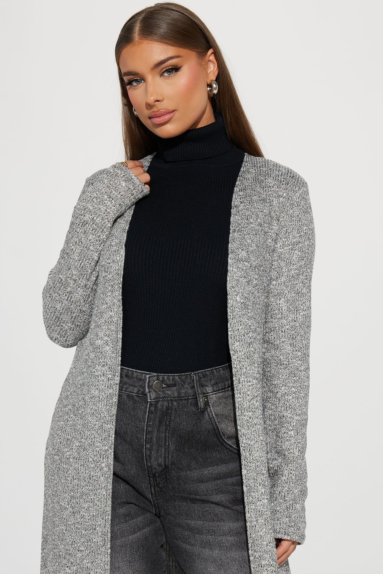 Living In My Cardigan - Heather Grey sold by Fashion Nova product image thumbnail 2