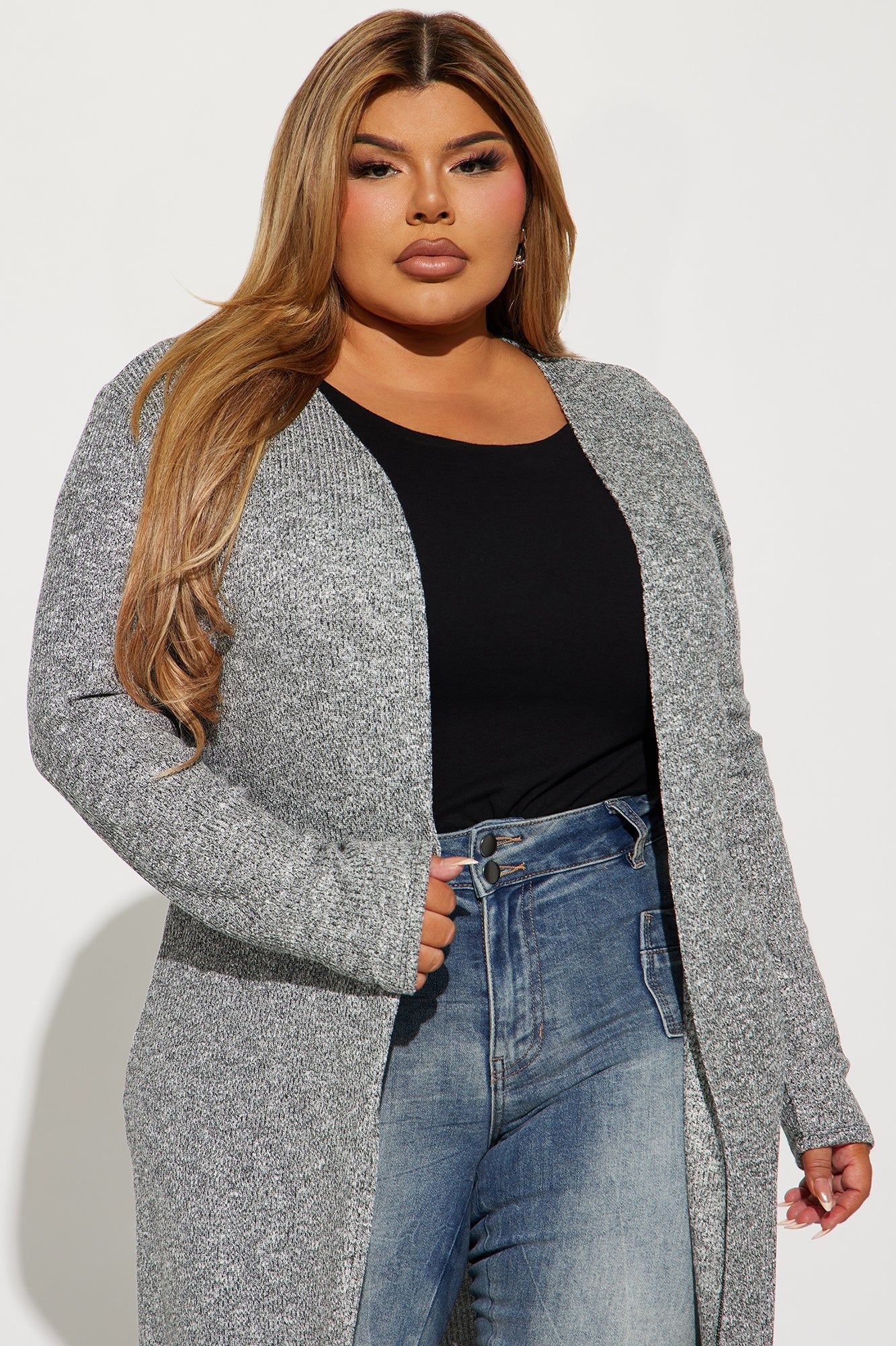 Living In My Cardigan - Heather Grey sold by Fashion Nova product image thumbnail 5