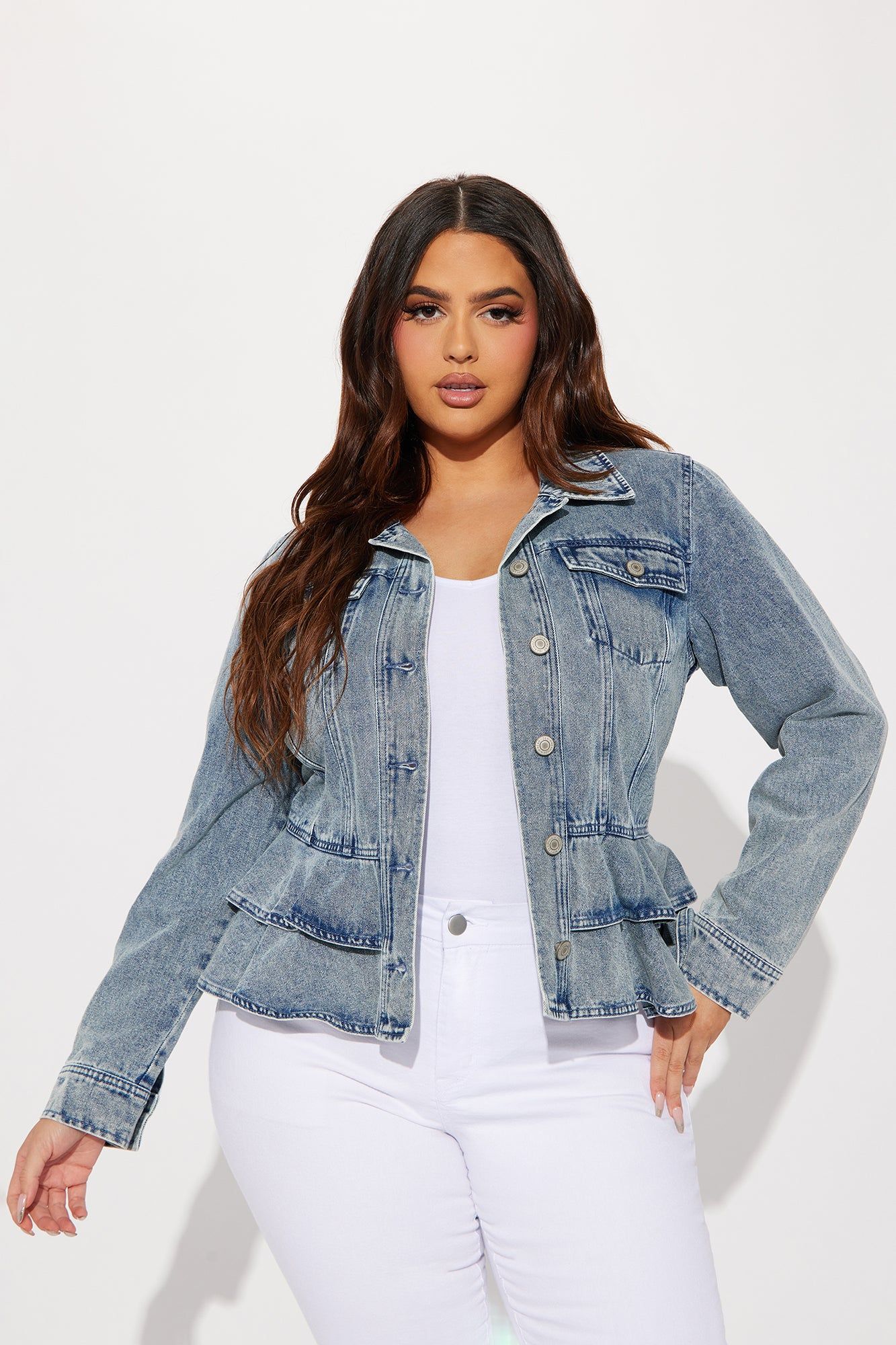Sweetheart Peplum Denim Jacket - Medium Wash sold by Fashion Nova product image thumbnail 4