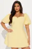 Sienna Linen Mini Dress - Yellow sold by Fashion Nova