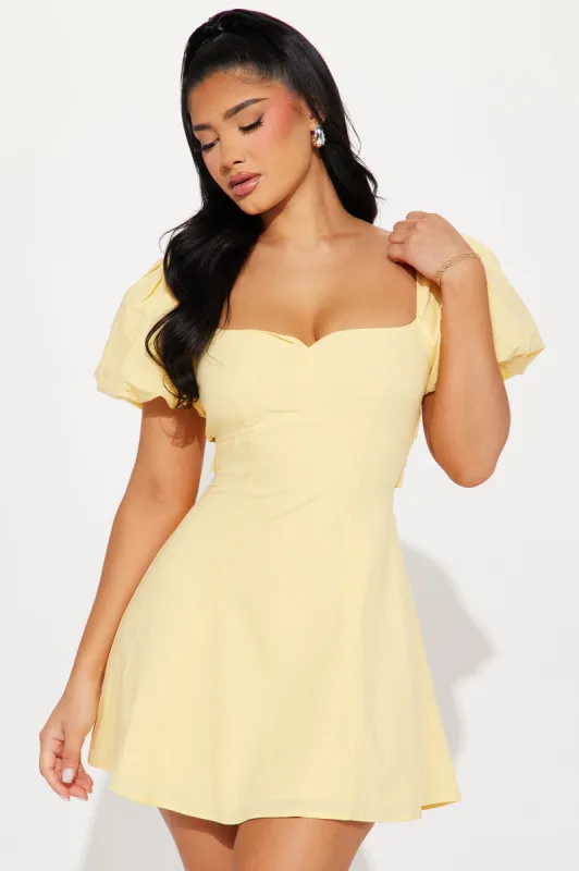 Sienna Linen Mini Dress - Yellow sold by Fashion Nova