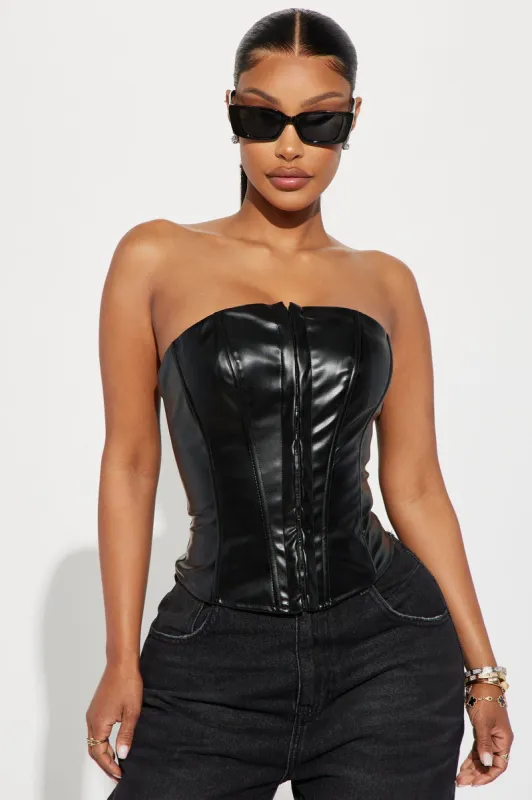 Glam Babe Corset Top - Black sold by Fashion Nova