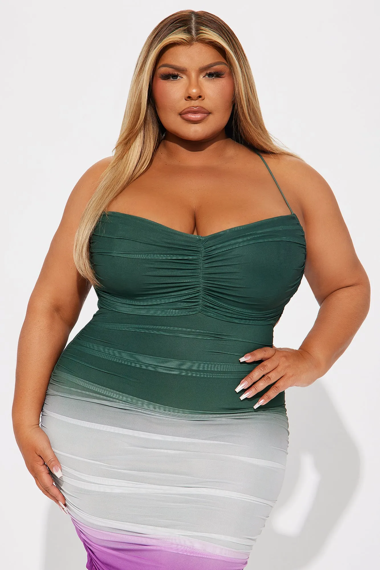 Elara Mesh Midi Dress - Green/combo sold by Fashion Nova product image thumbnail 5