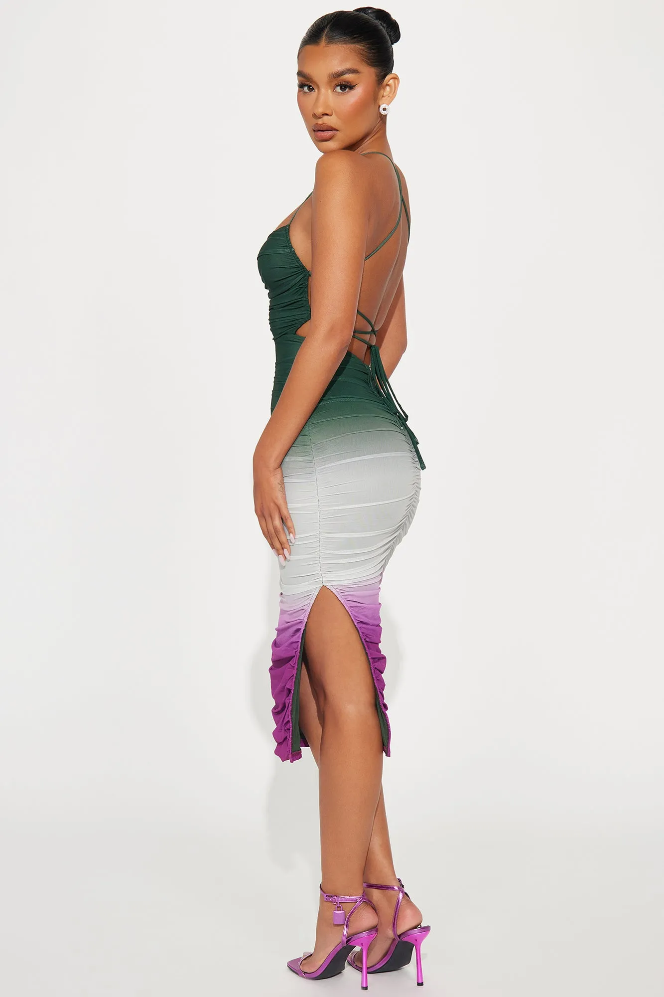 Elara Mesh Midi Dress - Green/combo sold by Fashion Nova product image thumbnail 3