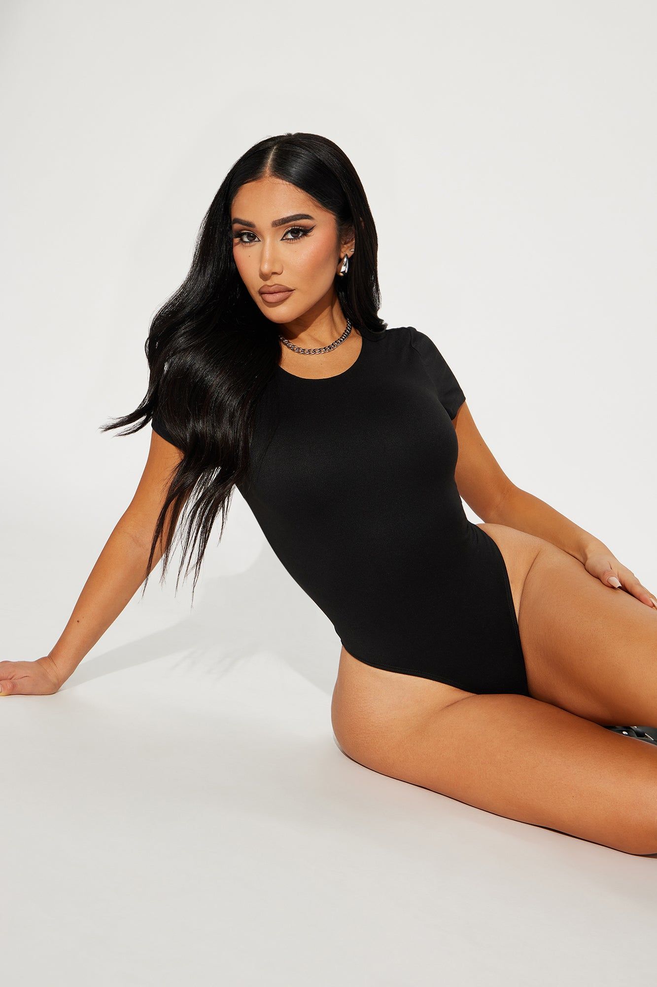 Scarlette Double Lined Crew Neck Bodysuit - Black sold by Fashion Nova