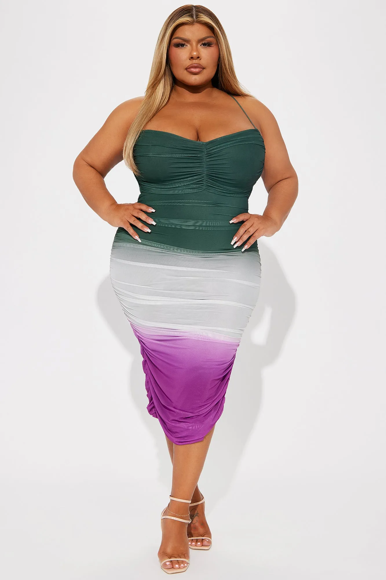 Elara Mesh Midi Dress - Green/combo sold by Fashion Nova product image thumbnail 4