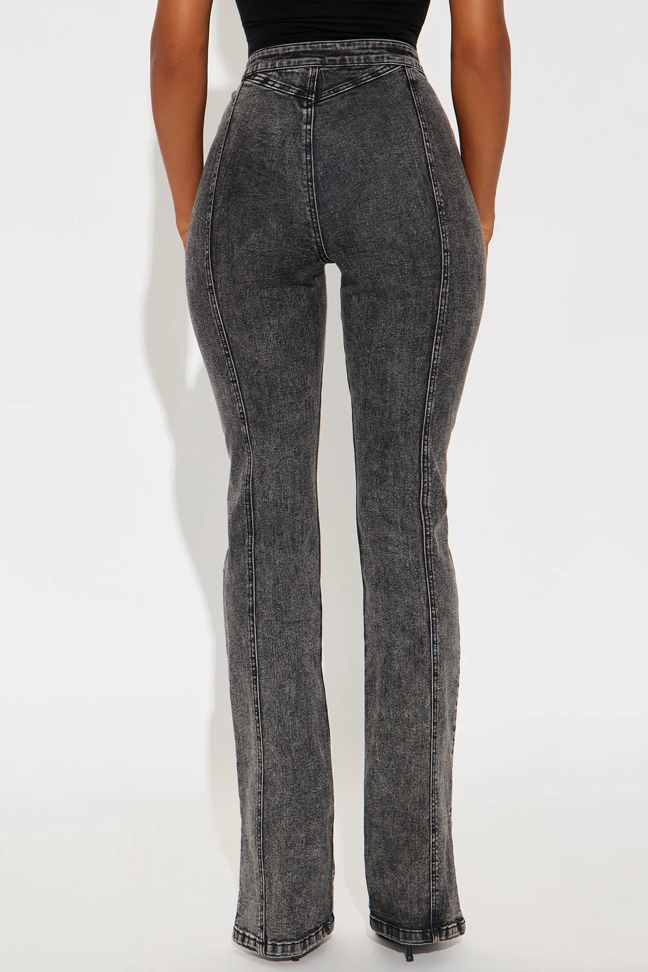 Side Slit Stretch Slim Bootcut Jeans - Black Wash sold by Fashion Nova product image thumbnail 4