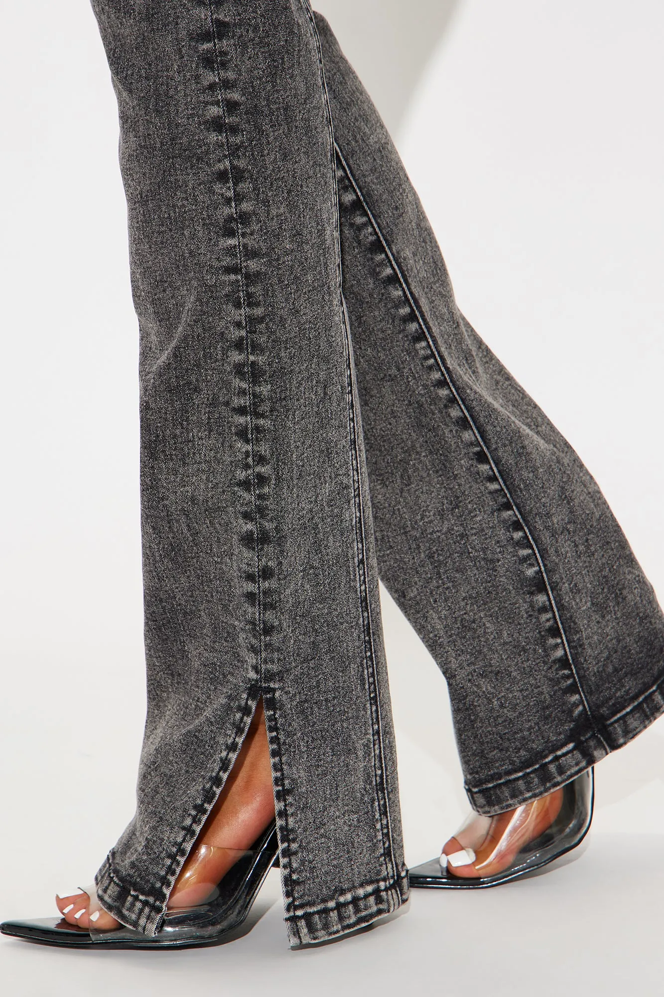 Side Slit Stretch Slim Bootcut Jeans - Black Wash sold by Fashion Nova product image thumbnail 3