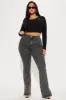 Side Slit Stretch Slim Bootcut Jeans - Black Wash sold by Fashion Nova