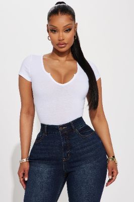 Natalie Short Sleeve Tee - White sold by Fashion Nova