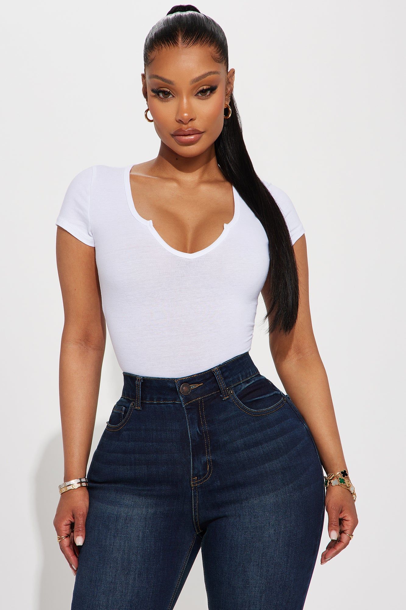 Natalie Short Sleeve Tee - White sold by Fashion Nova