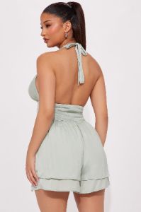 Positano Satin Romper - Sage sold by Fashion Nova