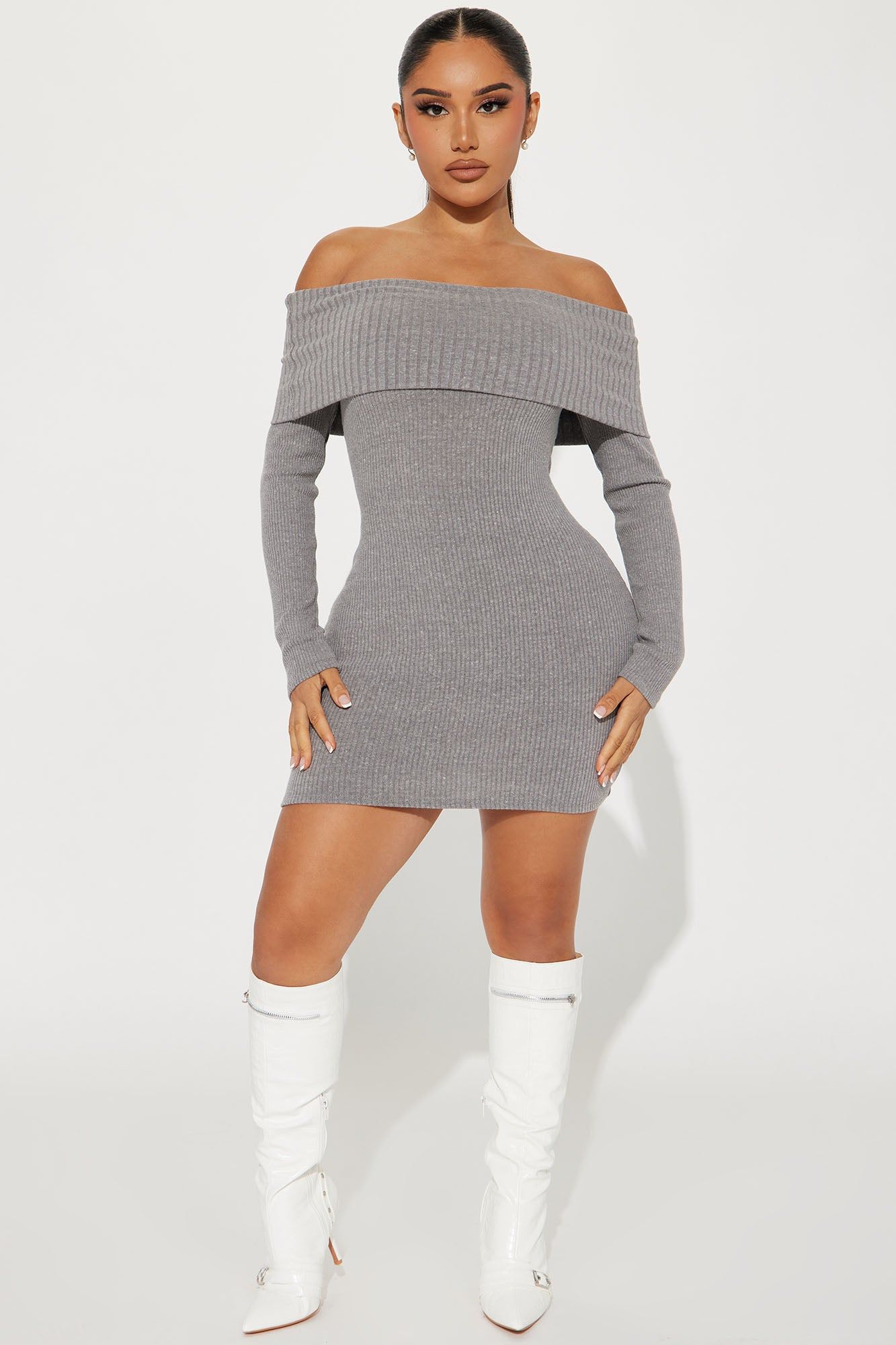 Ellie Sweater Mini Dress - Grey sold by Fashion Nova product image thumbnail 2