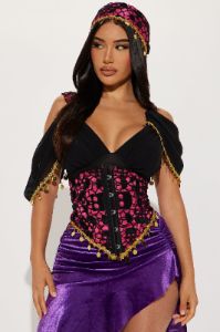 Crystal Ball Fortune Teller 3 Piece Costume Set - Purple/combo sold by Fashion Nova