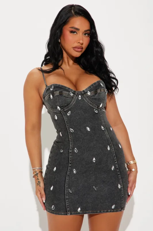 Lucy Denim Micro Mini Dress - Black Wash | Parallel