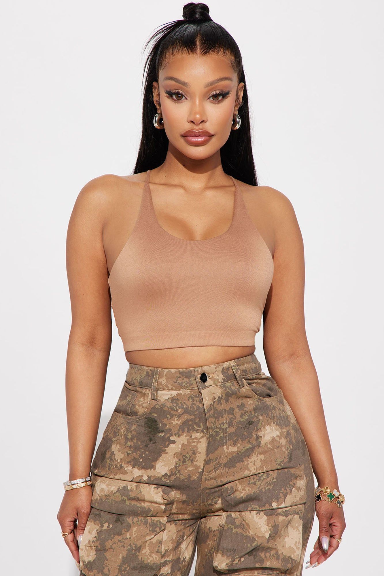 Rita Racerback Double Layered Top - Taupe sold by Fashion Nova