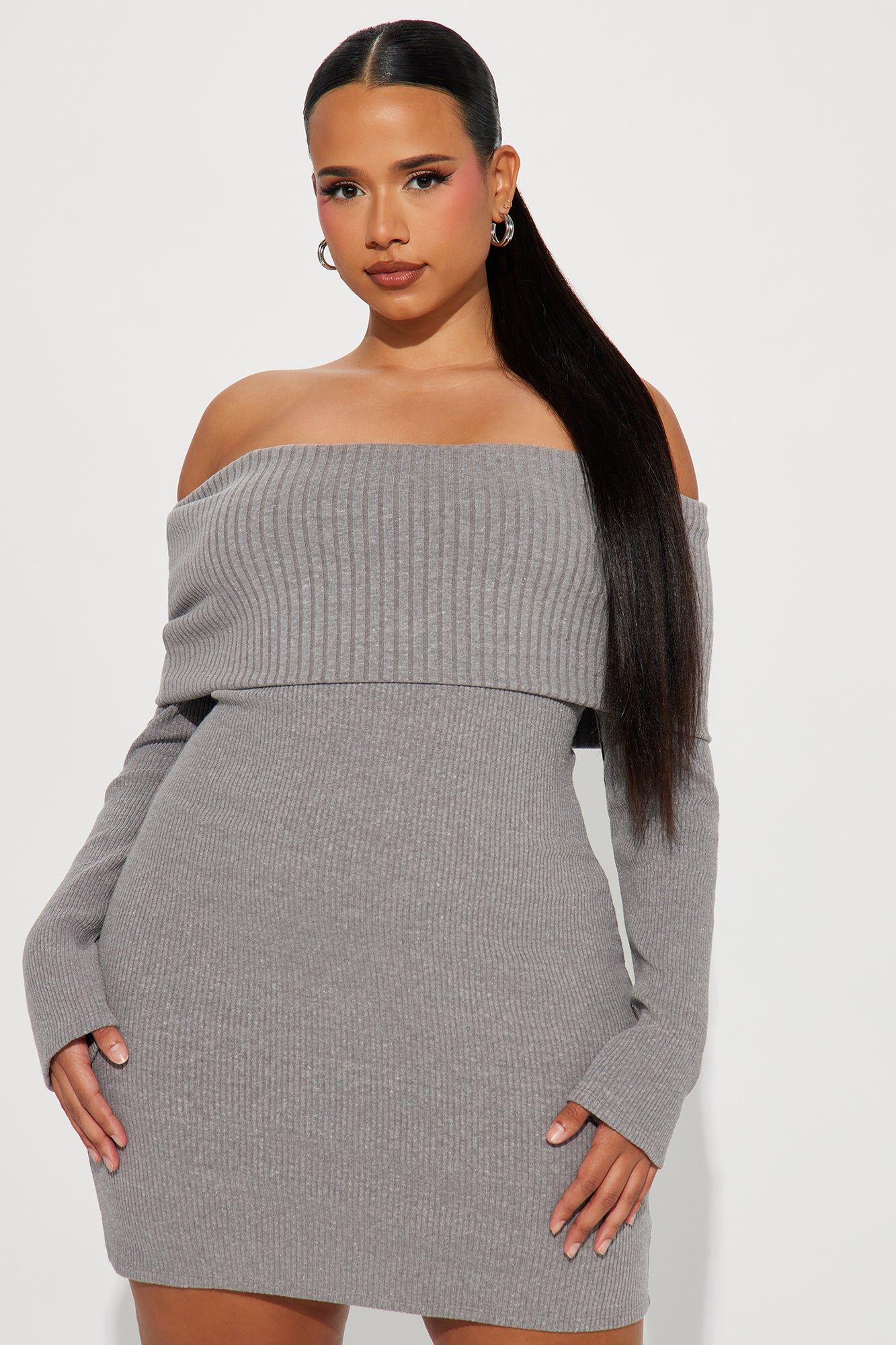 Ellie Sweater Mini Dress - Grey sold by Fashion Nova product image thumbnail 5