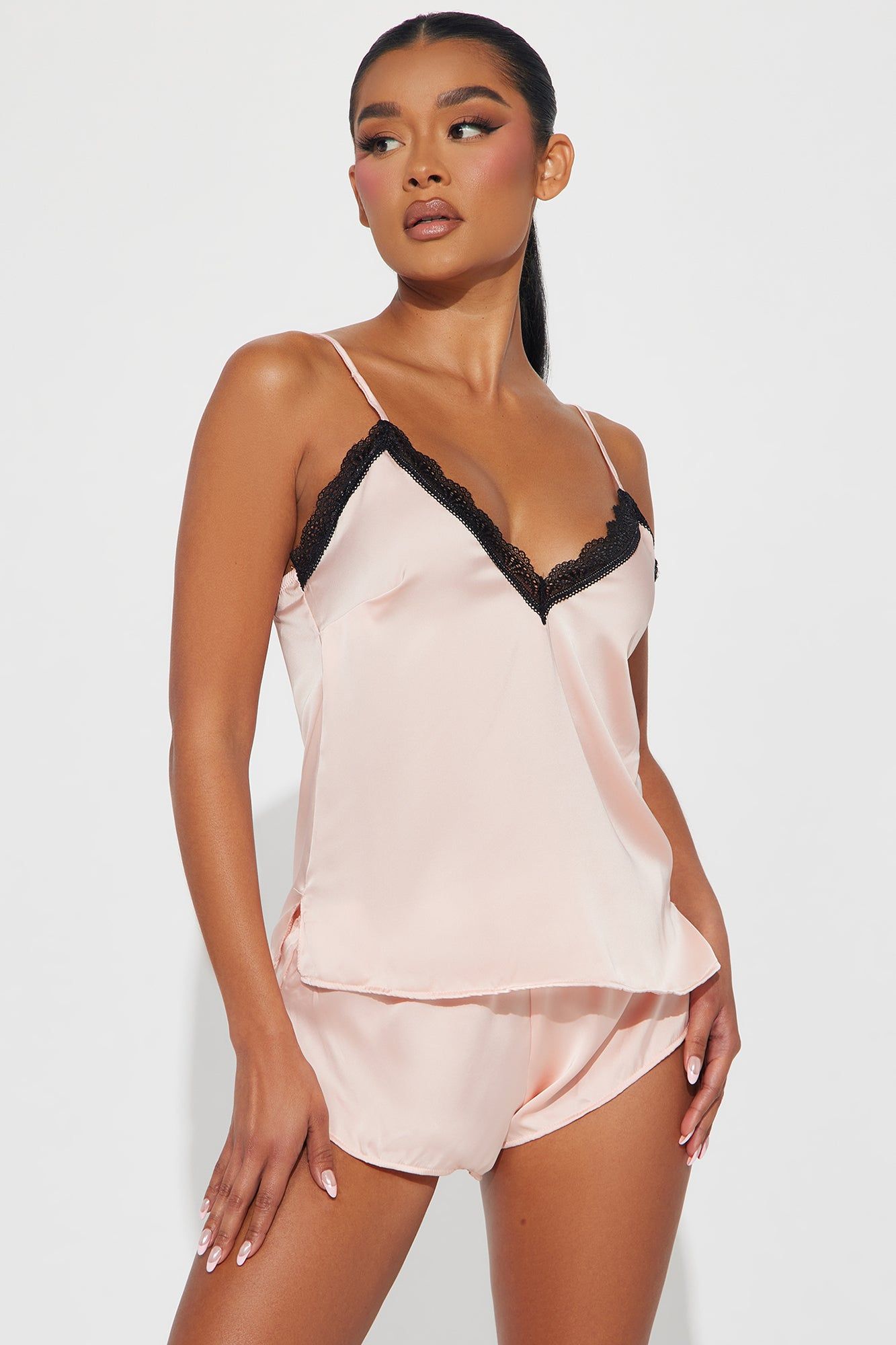 Wake Me Up Satin PJ Short Set - Pink sold by Fashion Nova