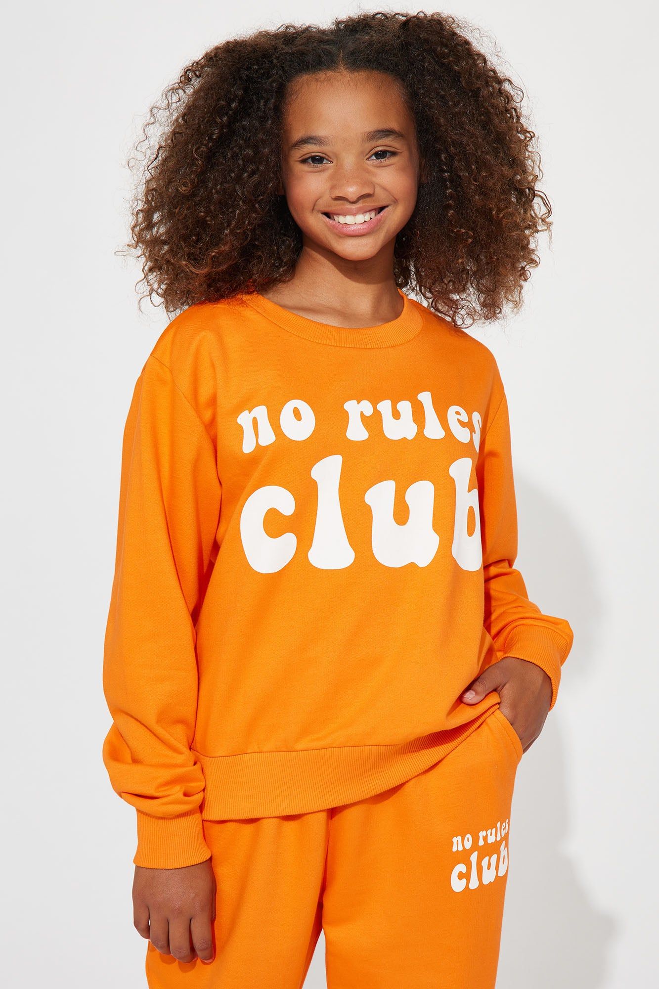 Mini No Rules Club French Terry Jogger Set - Orange sold by Fashion Nova product image thumbnail 2