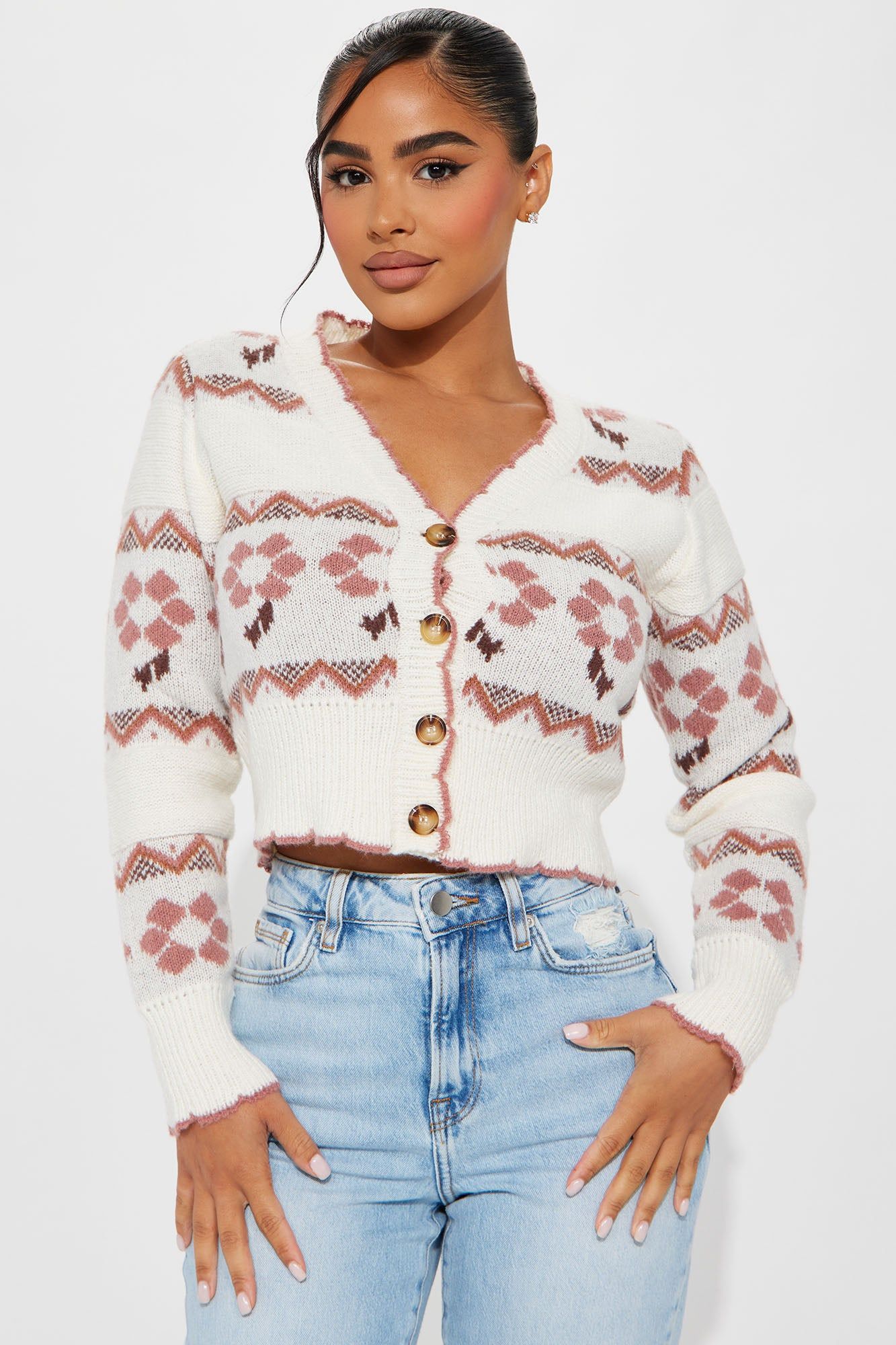 In Need For Cold Nights Cardigan Sweater - Ivory/combo sold by Fashion Nova