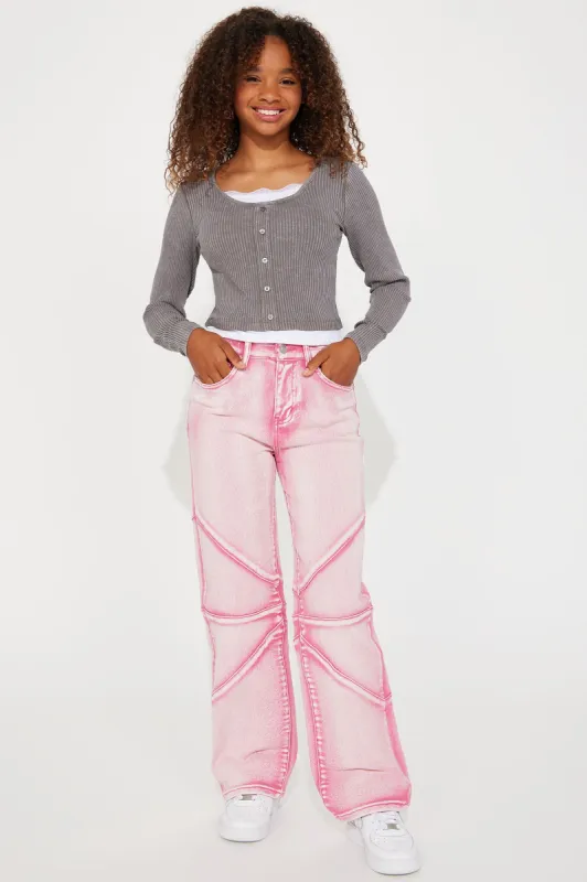 Mini Jules Boyfriend Moto Jean - Pink sold by Fashion Nova