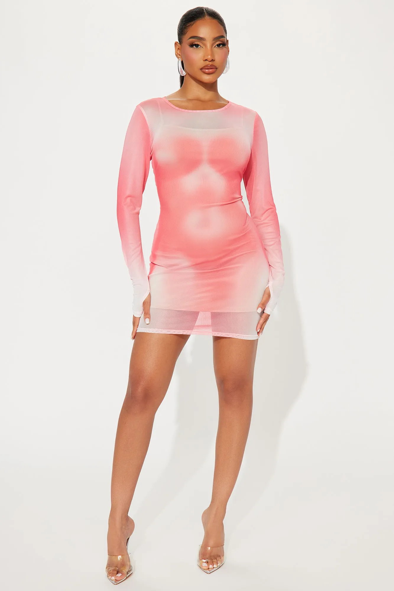 Kai Mesh Mini Dress - Pink sold by Fashion Nova