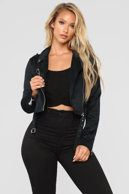 Suede Opinions Moto Jacket - Black sold by Fashion Nova