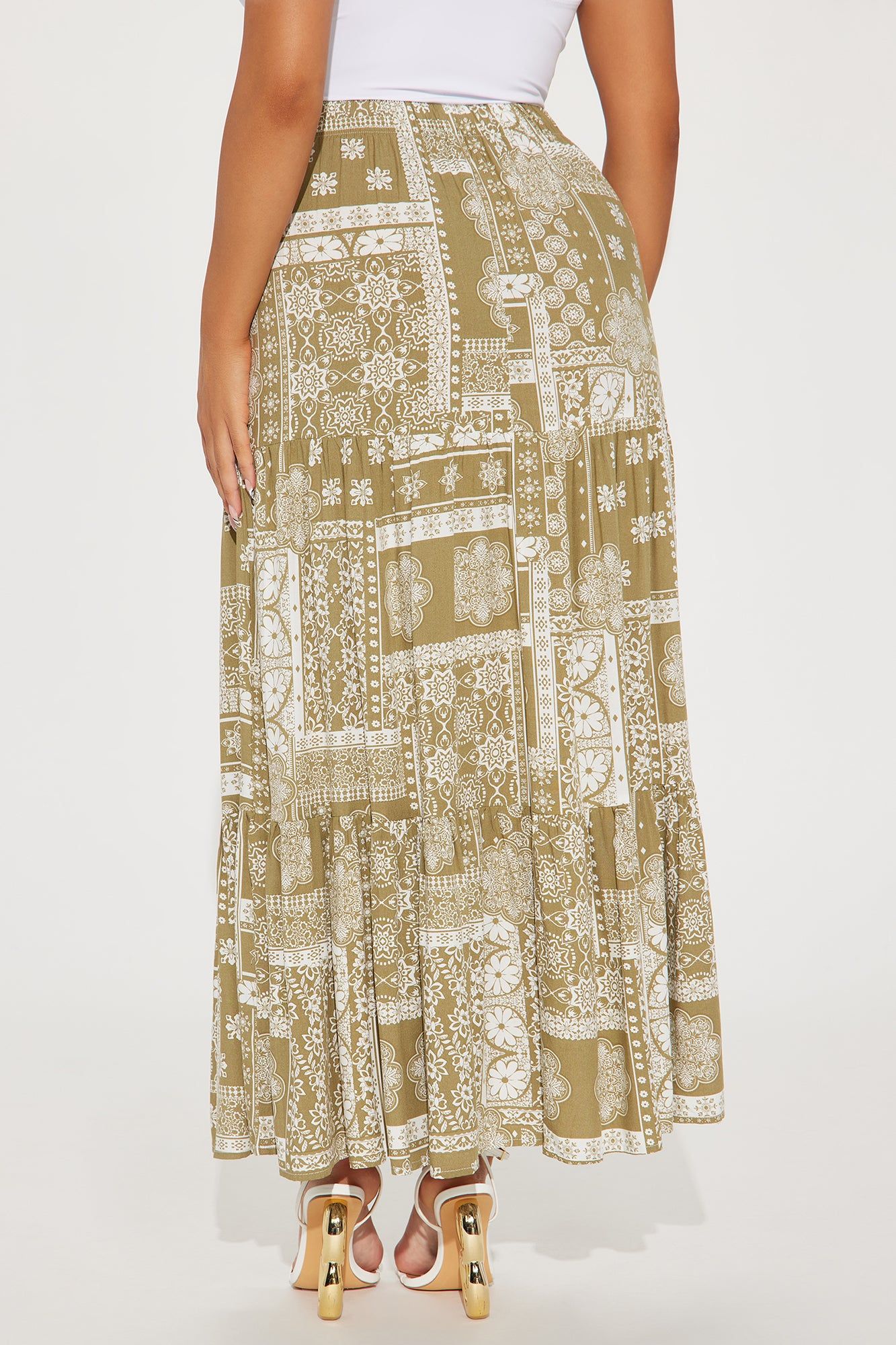 Off to Bali Tiered Maxi Skirt - Olive sold by Fashion Nova product image thumbnail 2