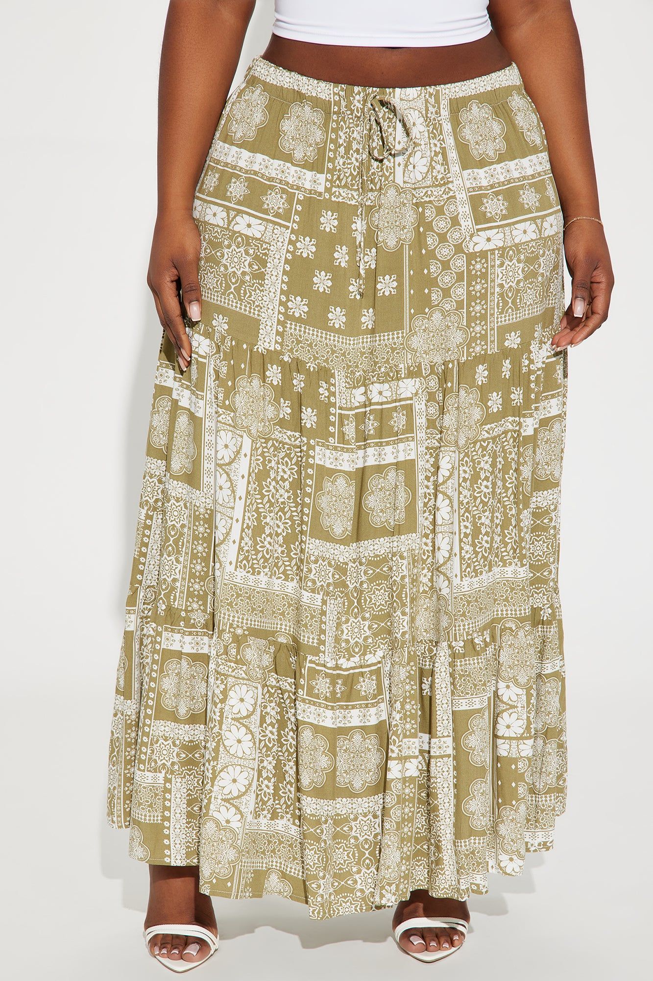 Off to Bali Tiered Maxi Skirt - Olive sold by Fashion Nova product image thumbnail 5