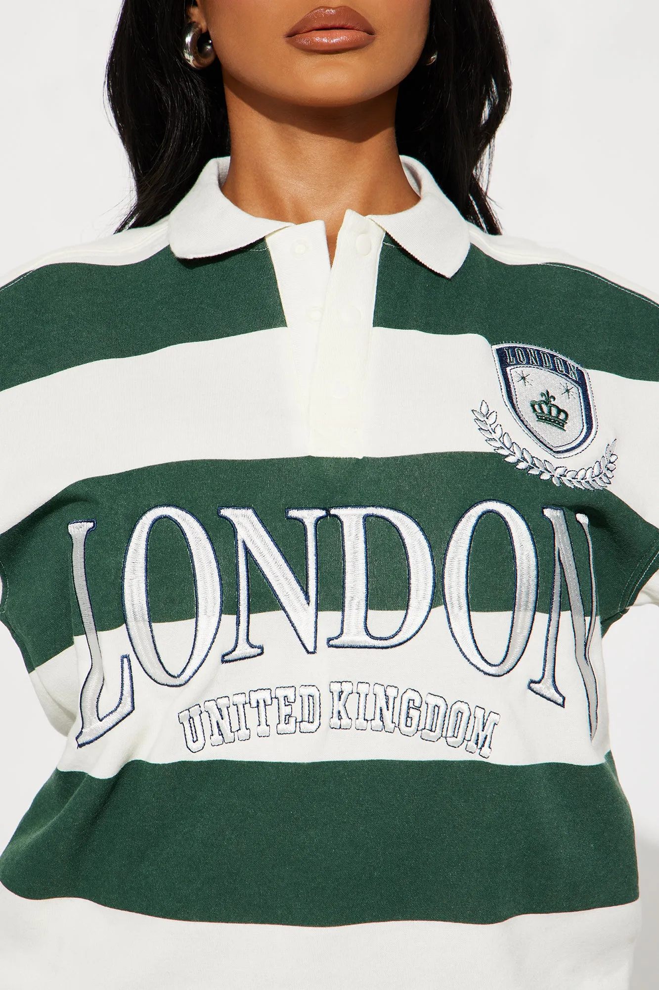 London Embroidered Striped Polo - Green/combo sold by Fashion Nova product image thumbnail 2