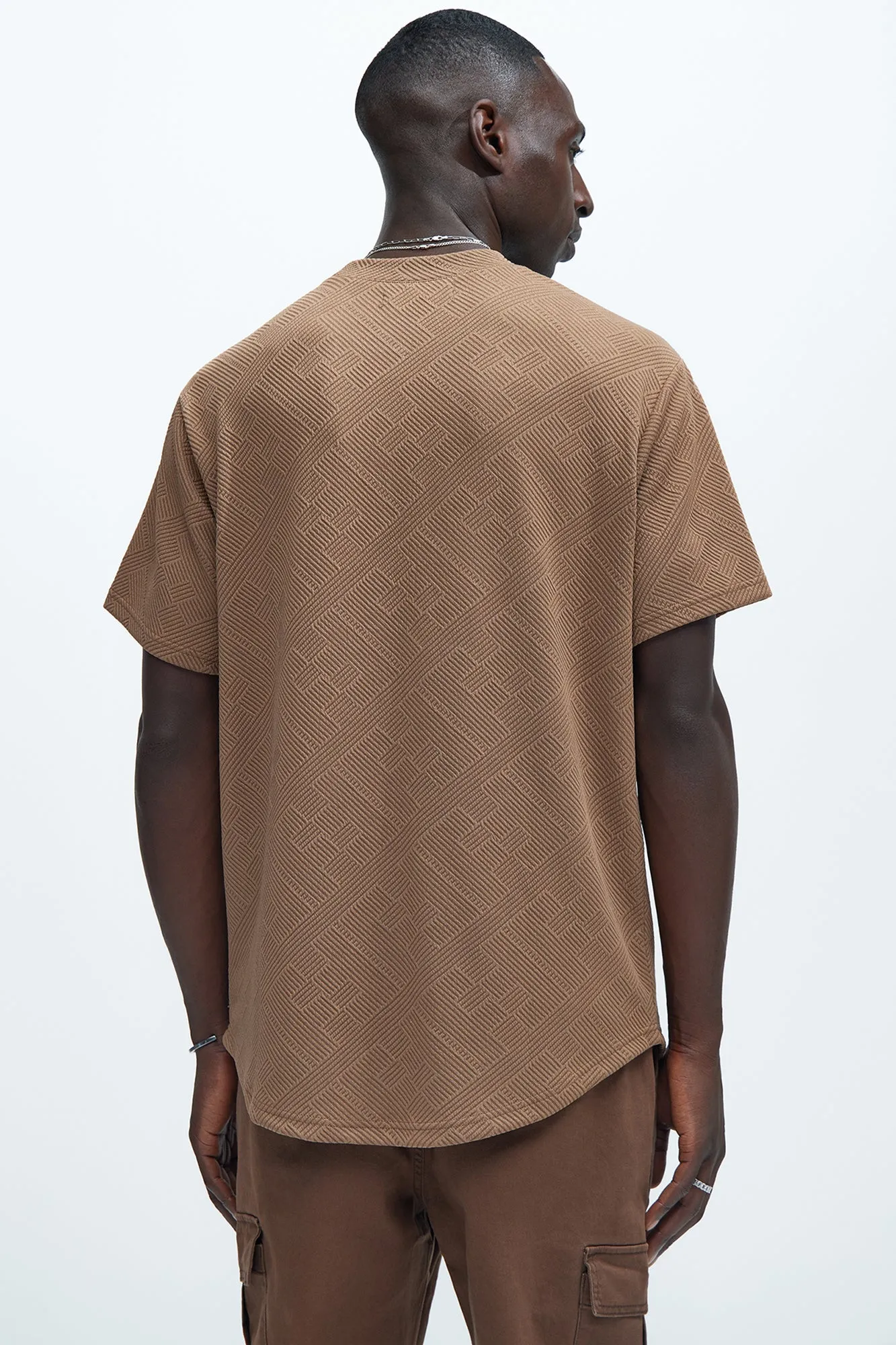 Easton Geo Textured Scallop Short Sleeve Tee - Brown sold by Fashion Nova product image thumbnail 4