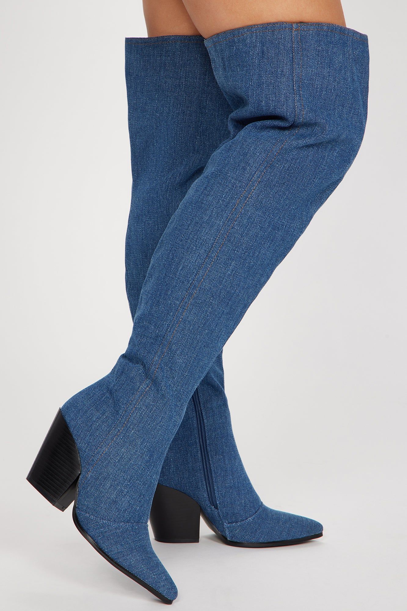 Go For It Over The Knee Boots - Dark Wash sold by Fashion Nova product image thumbnail 3