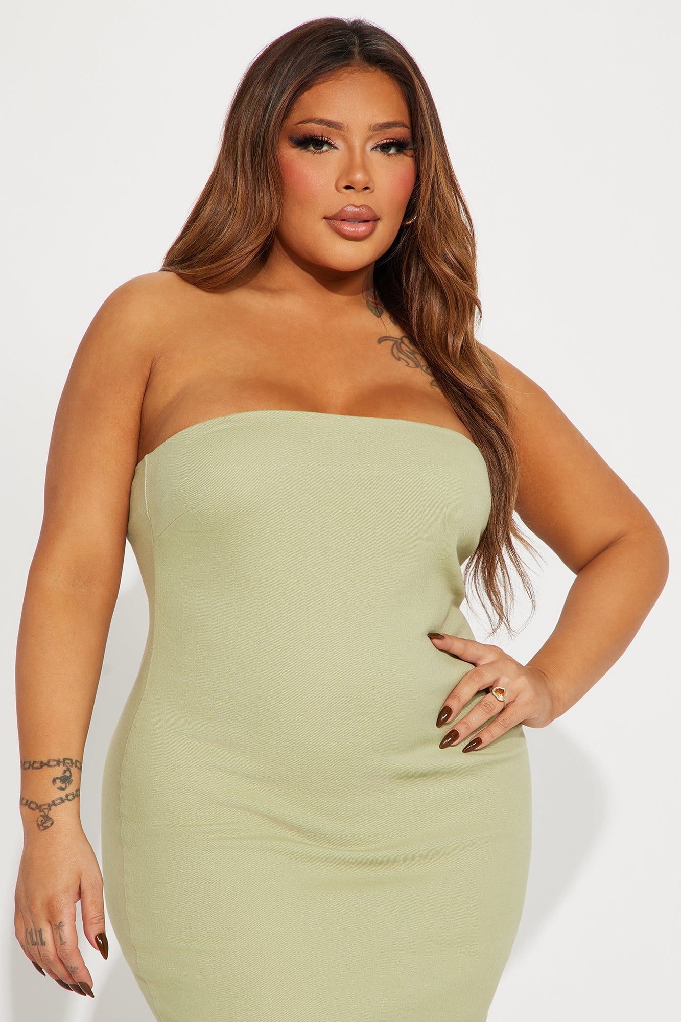 Cayleigh Denim Maxi Dress - Sage sold by Fashion Nova product image thumbnail 5