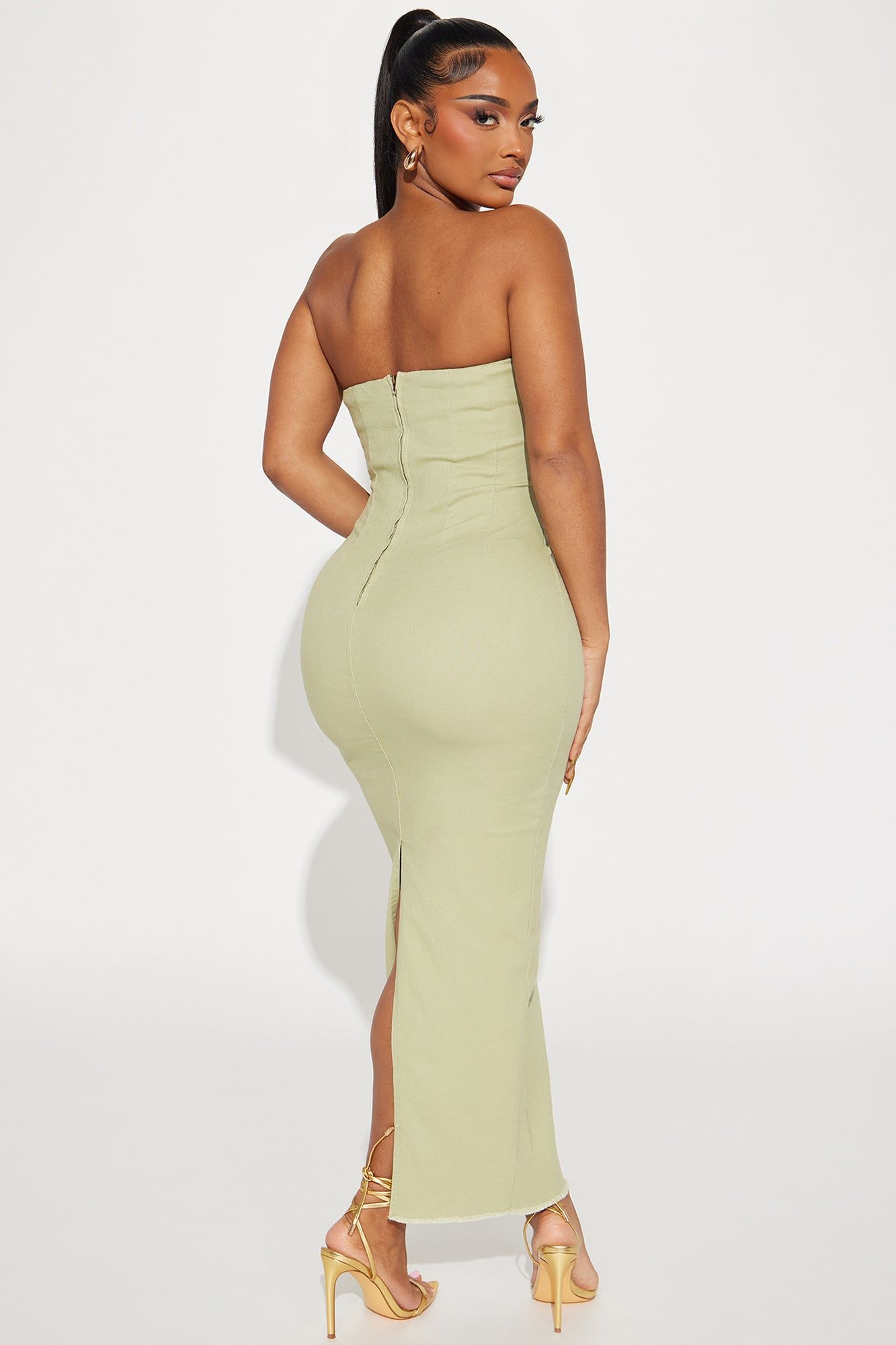 Cayleigh Denim Maxi Dress - Sage sold by Fashion Nova product image thumbnail 3