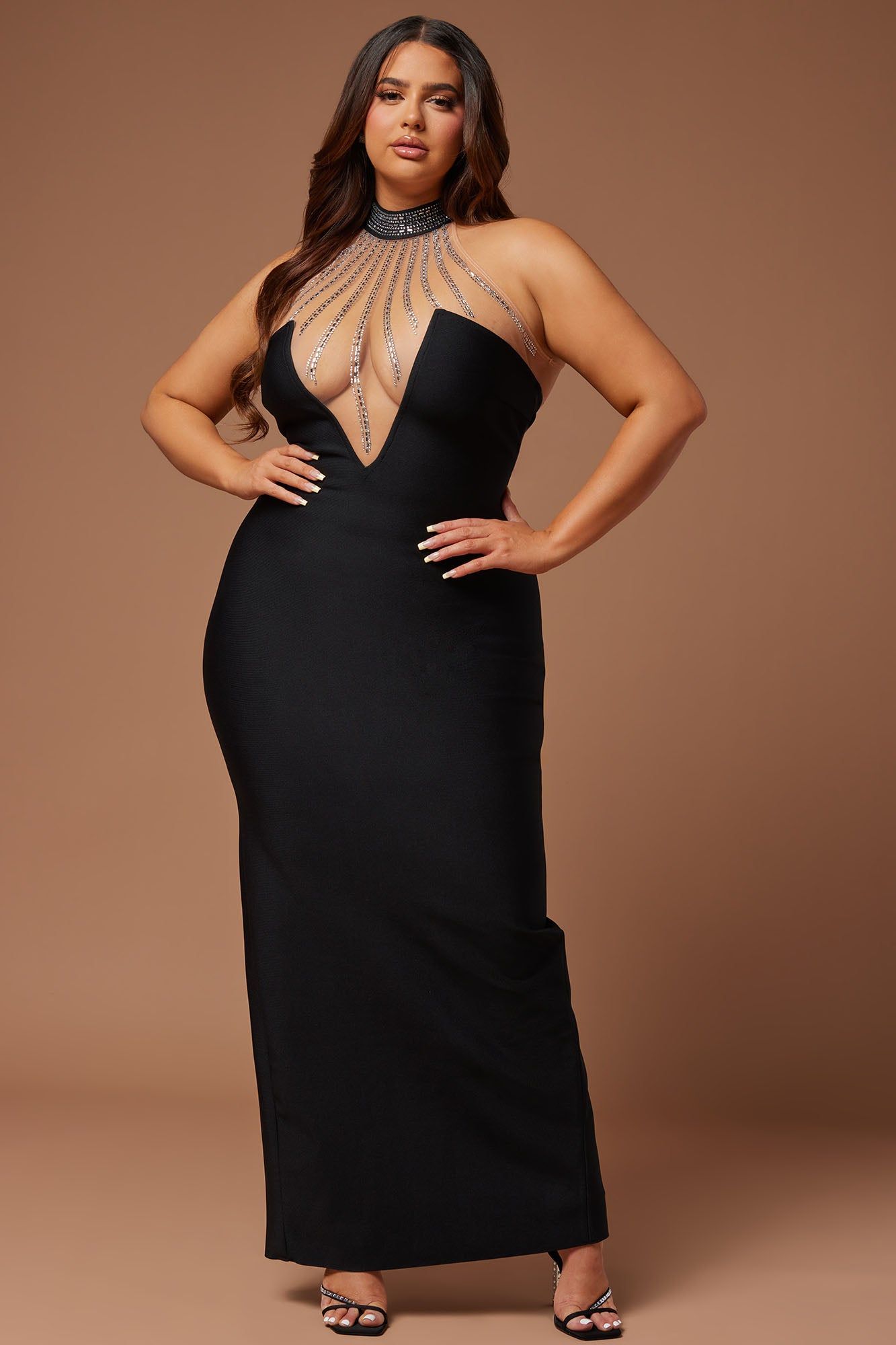 Lina Embellished Bandage Maxi Dress - Black sold by Fashion Nova