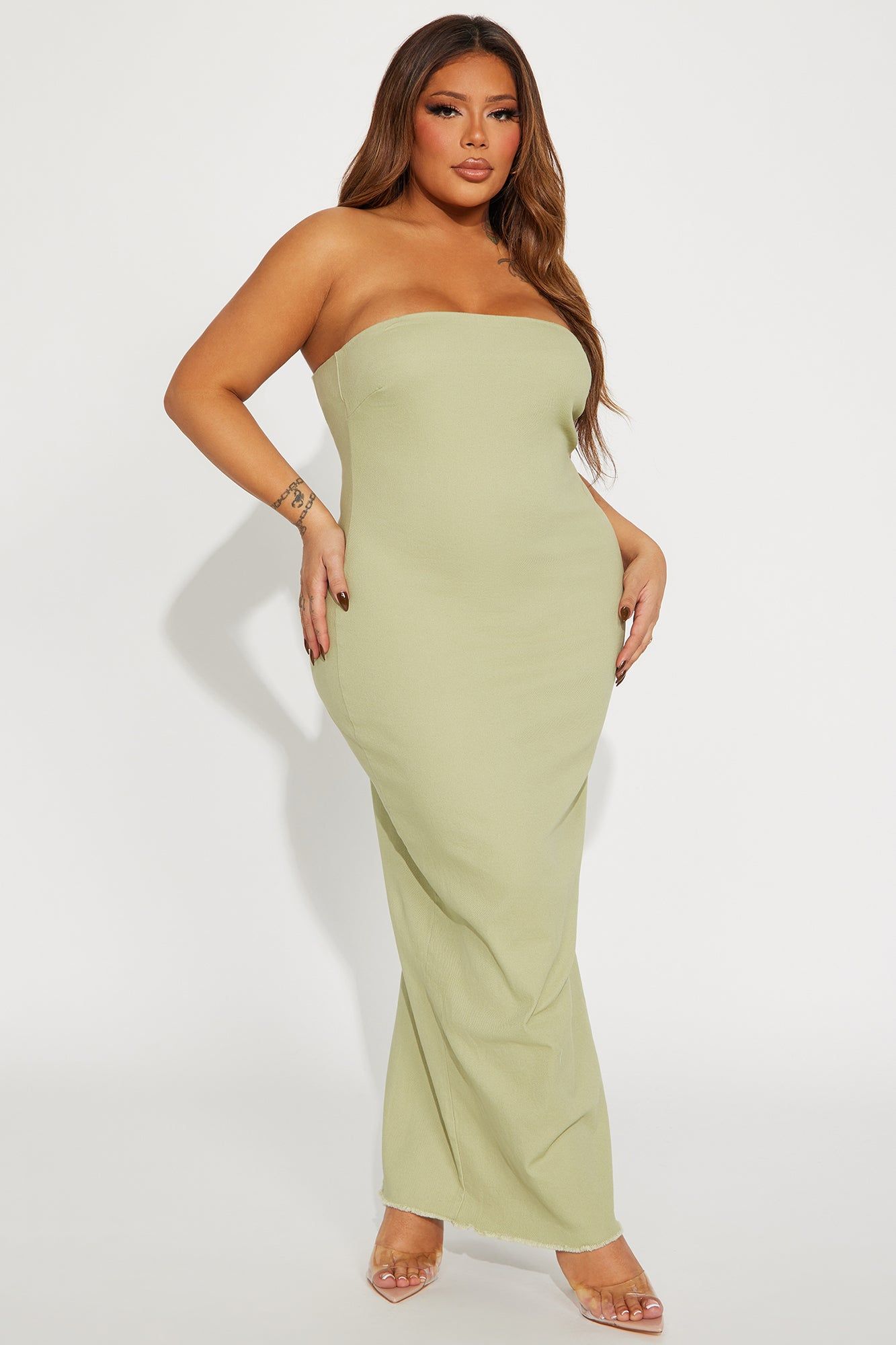 Cayleigh Denim Maxi Dress - Sage sold by Fashion Nova product image thumbnail 4