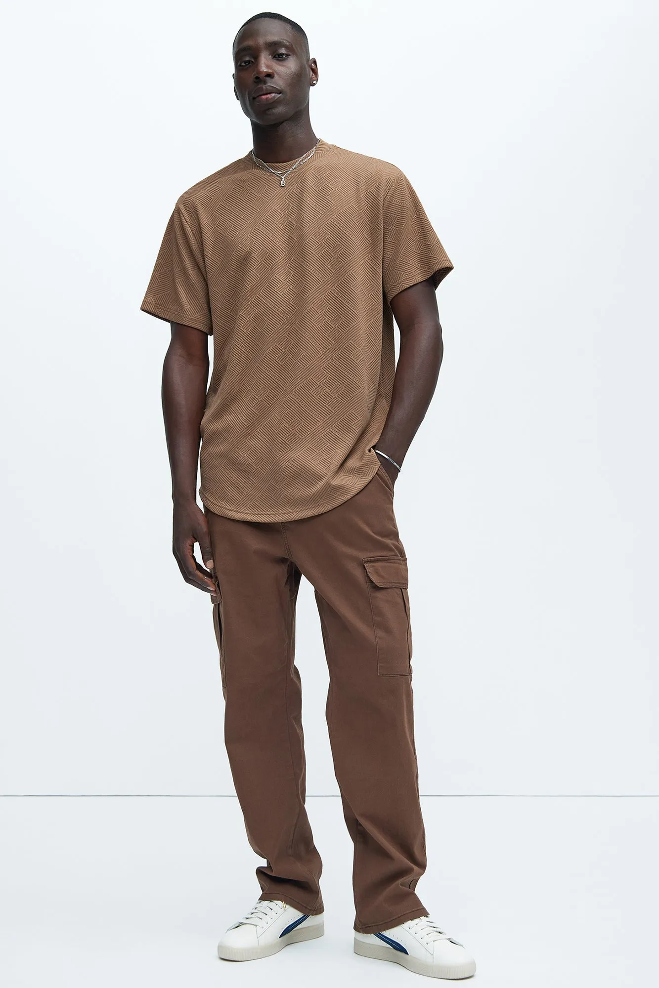 Easton Geo Textured Scallop Short Sleeve Tee - Brown sold by Fashion Nova product image thumbnail 2