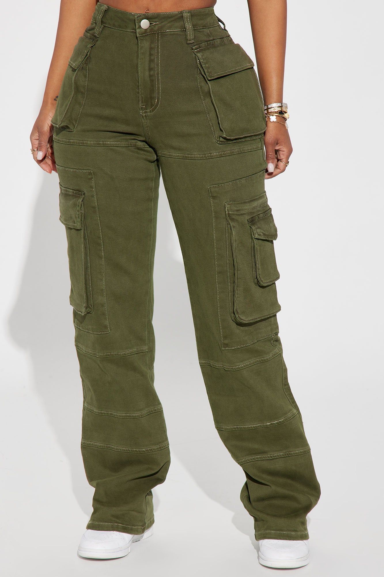 On Command Stretch Straight Leg Cargo Jean - Olive sold by Fashion Nova product image thumbnail 2