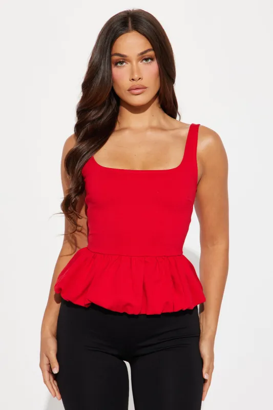 Summer Romance Bubble Hem Top - Red sold by Fashion Nova