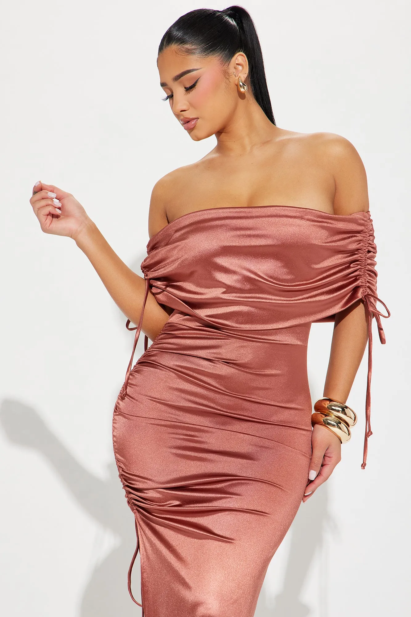 Kiara Off Shoulder Gown - Brown sold by Fashion Nova product image thumbnail 2