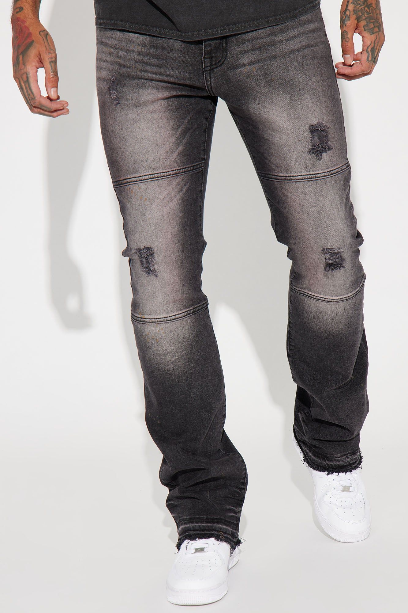 Breaking Habits Stacked Skinny Flare Jeans - Black Wash sold by Fashion Nova