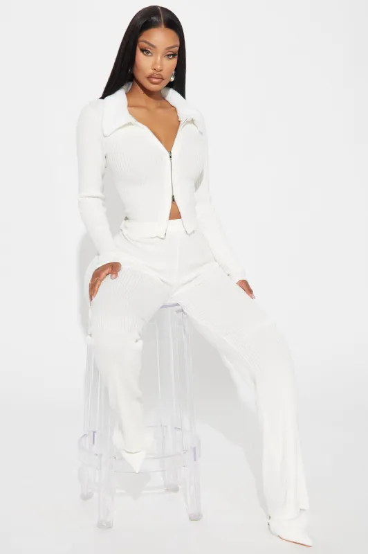 Cozy Up Ribbed Pant Set - Ivory sold by Fashion Nova