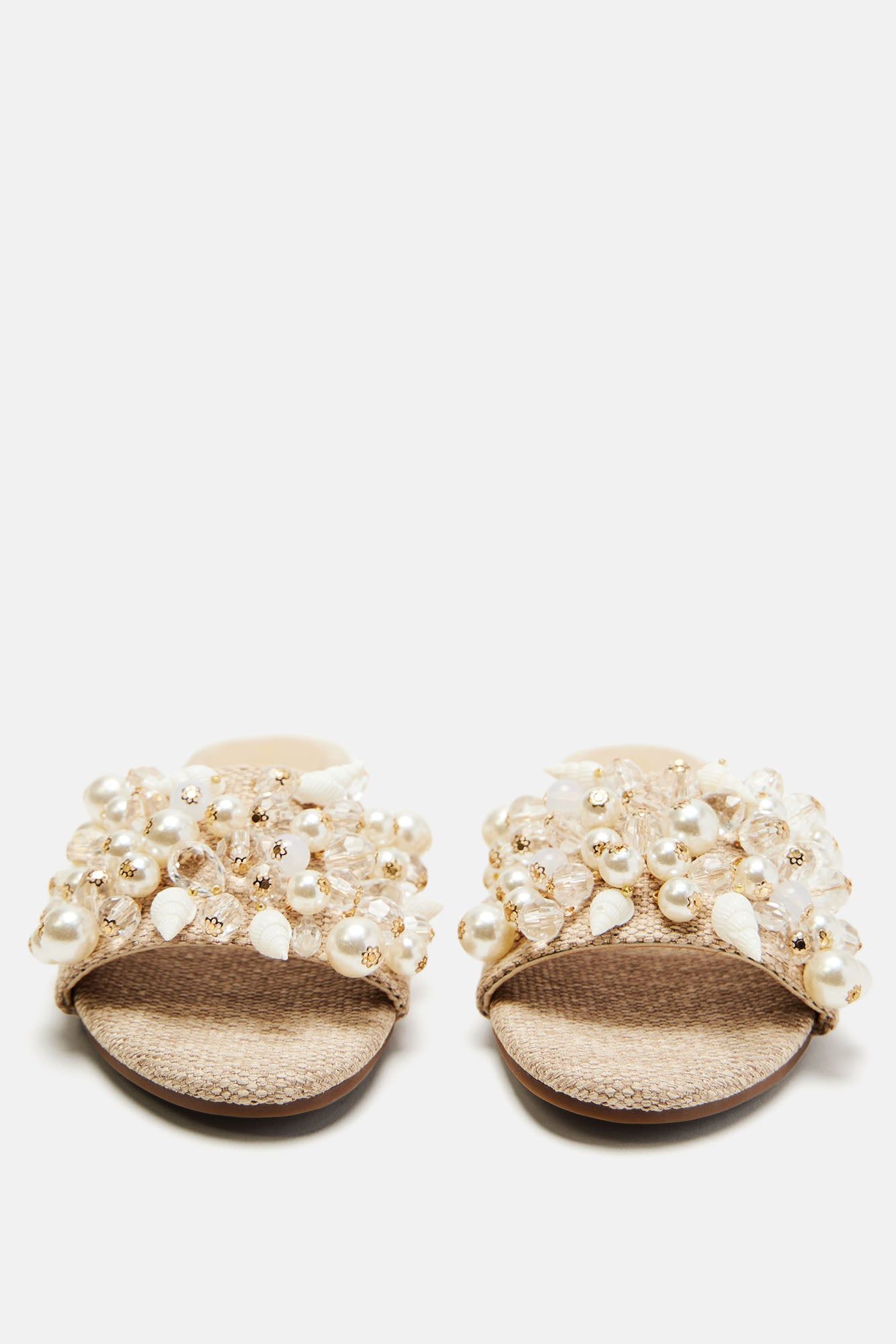 Day Out At Sea Pearl Embellished Flat Sandals - Beige sold by Fashion Nova product image thumbnail 4