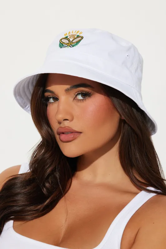 Malibu Tennis Club Bucket Hat - White sold by Fashion Nova