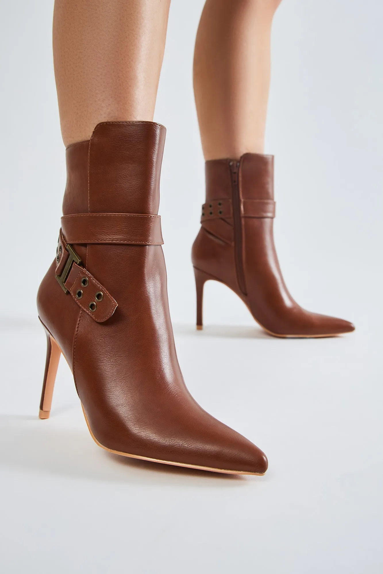 Jessa Buckle Booties - Brown sold by Fashion Nova product image thumbnail 4