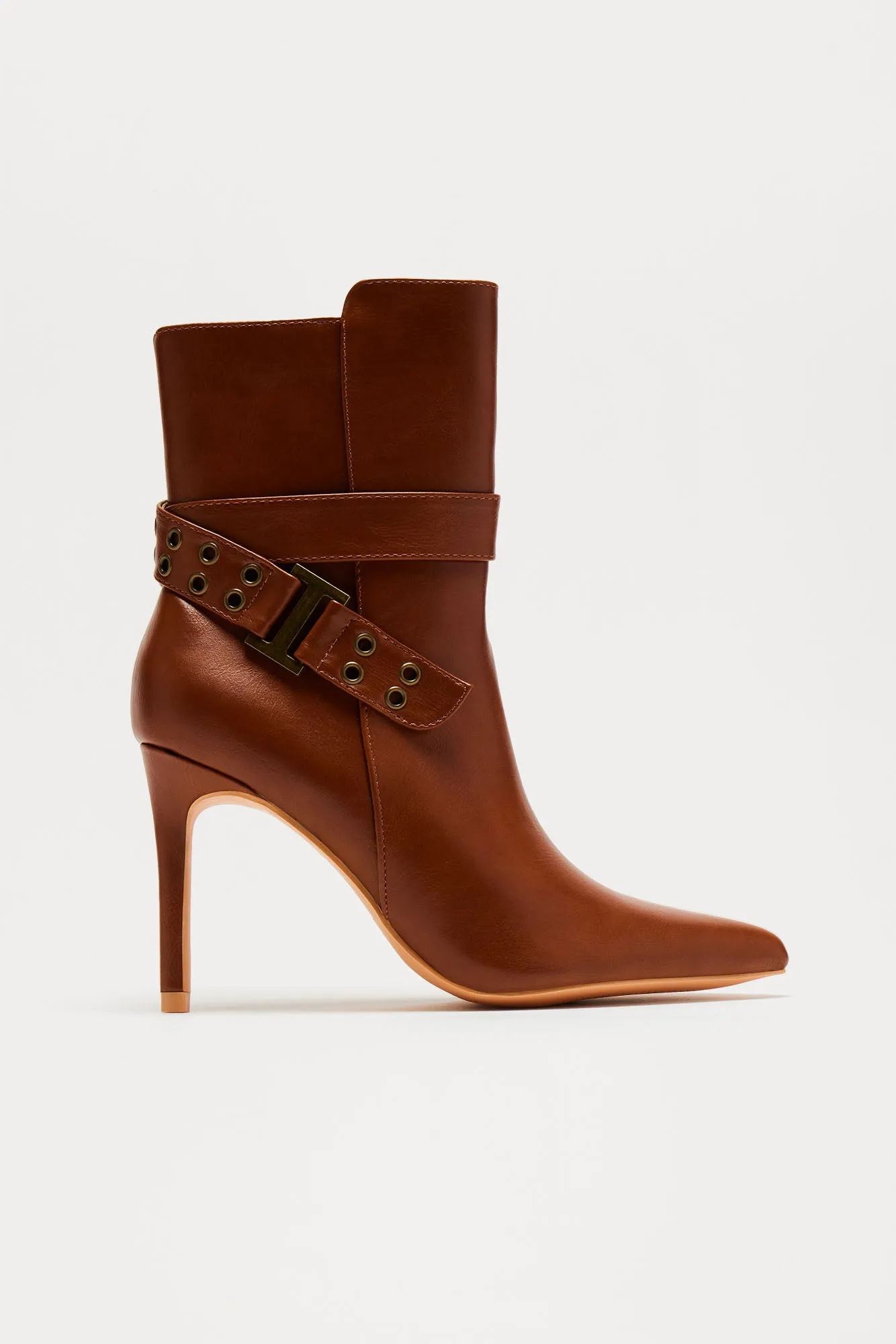 Jessa Buckle Booties - Brown sold by Fashion Nova