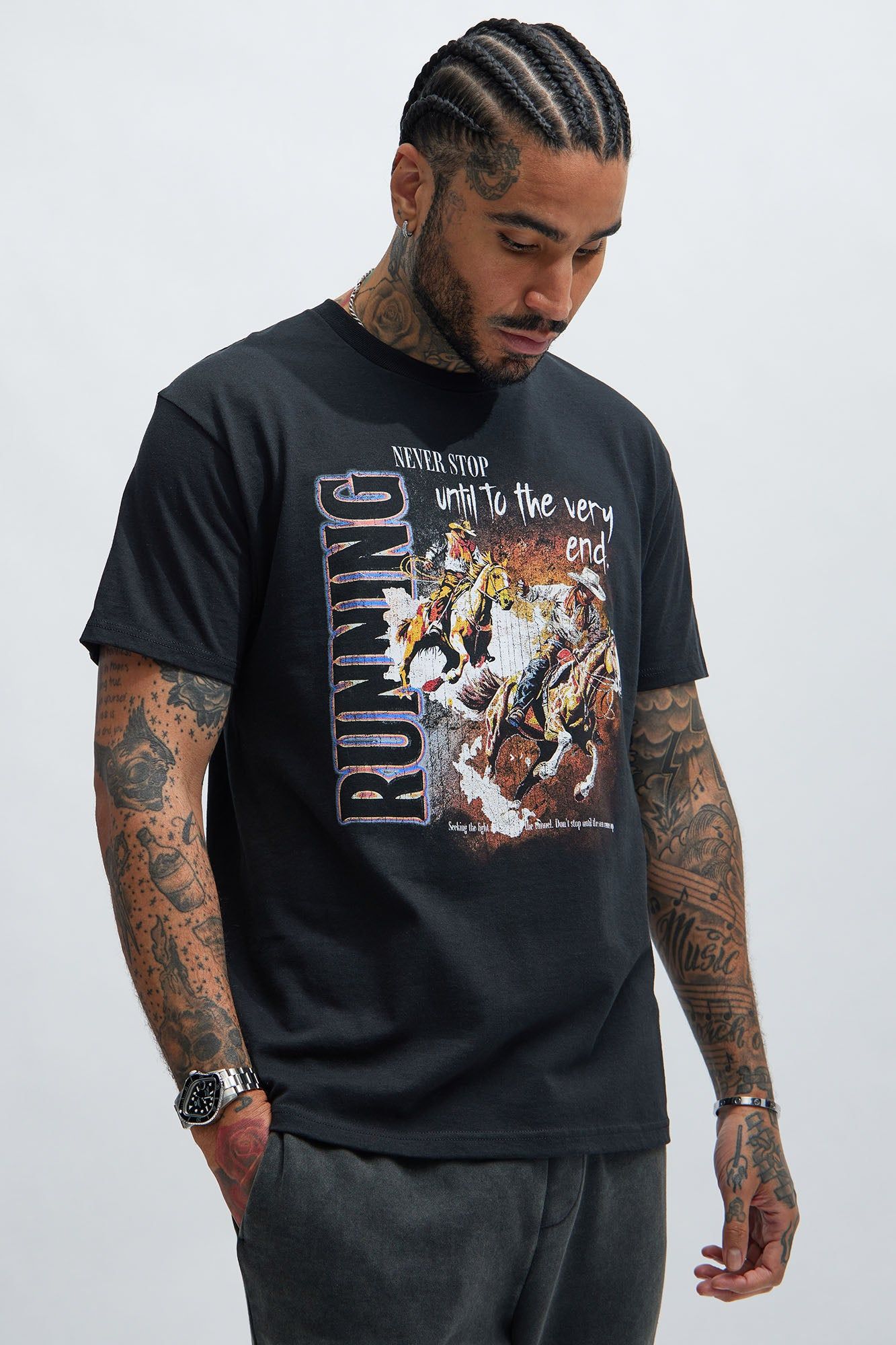 Never Stop Running Short Sleeve Tee - Black sold by Fashion Nova